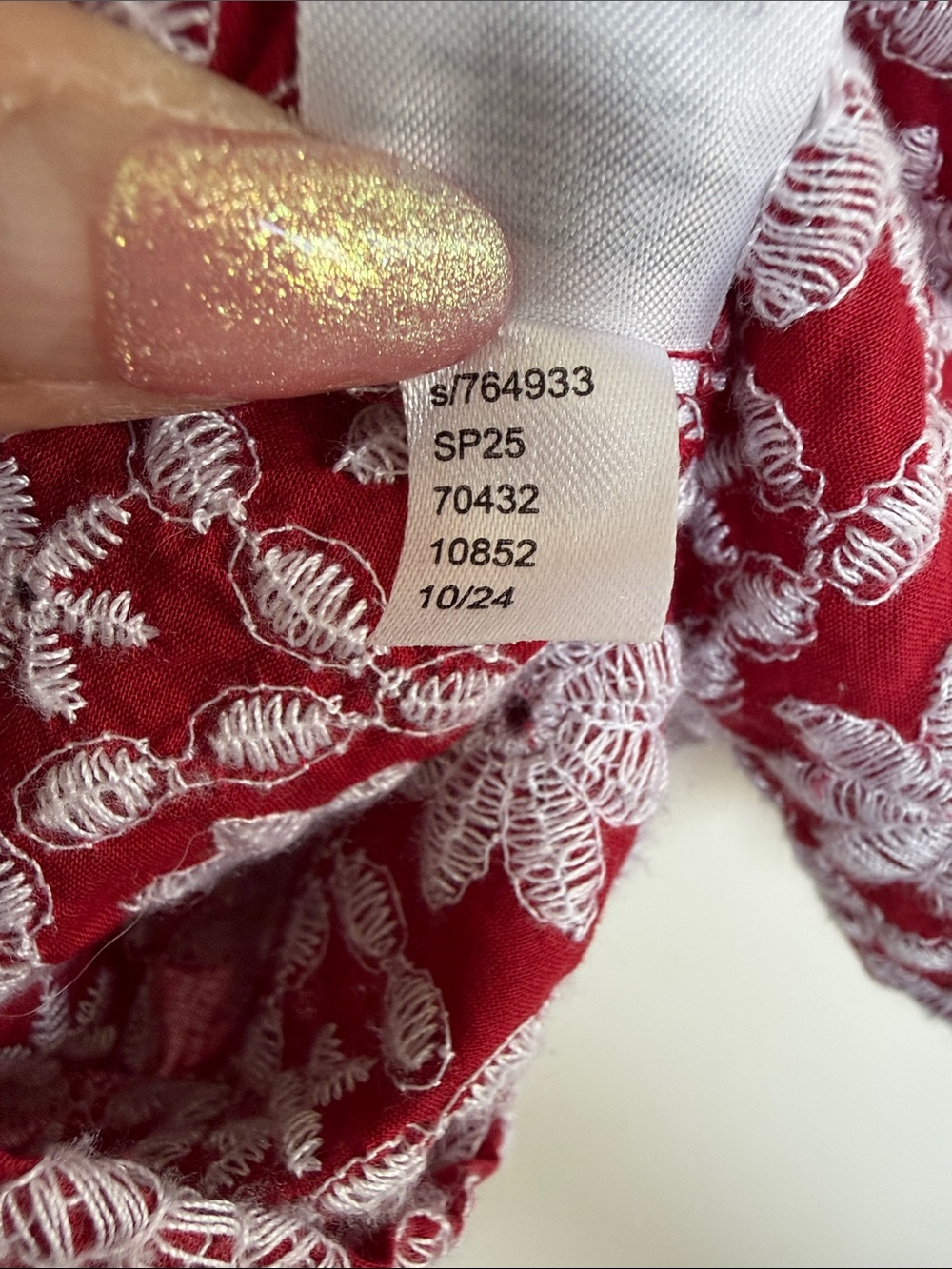 LOFT Red and White Floral Eyelet Short Sleeve Blouse - Picture 8 of 8
